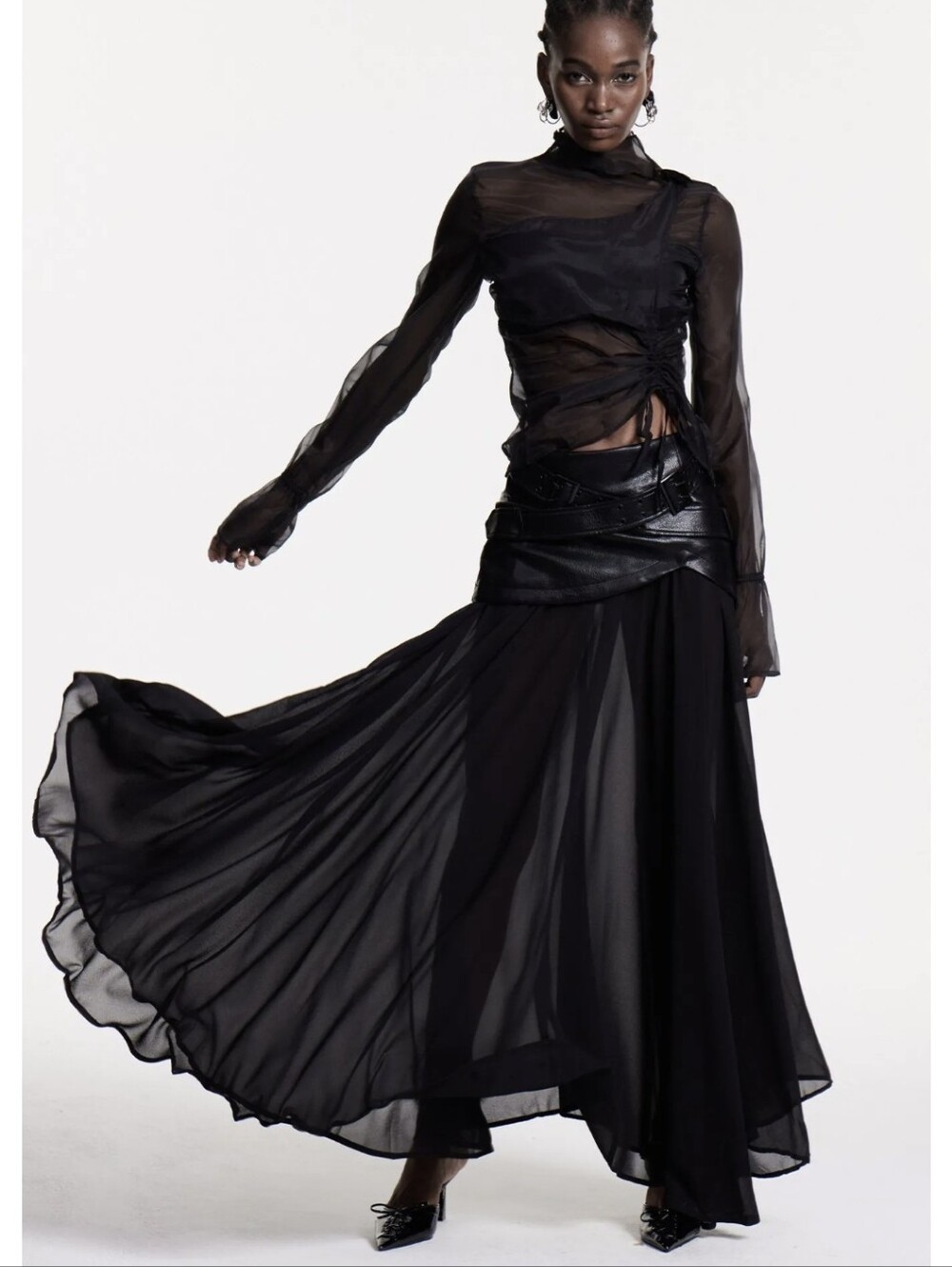 NWT Innovare Christina Deconstruct Mesh Maxi Skirt Size Small